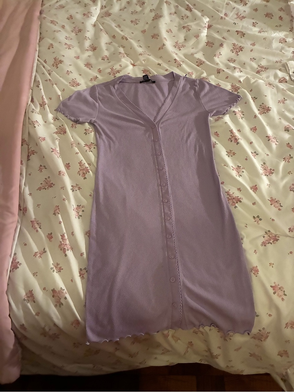 Forever 21 Lavender Ribbed Button-Front Mini Dress